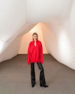 Tailor Made Oversized Polo Neck Sweater – Red - Image 2