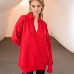 Tailor Made Oversized Polo Neck Sweater – Red