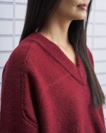 Tailor Made Relaxed Knit Sweater V neck – Bordeaux - Image 3
