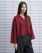 Tailor Made Relaxed Knit Sweater V neck – Bordeaux - Image 2