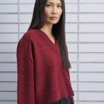 Tailor Made Relaxed Knit Sweater V neck – Bordeaux