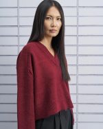 Tailor Made Relaxed Knit Sweater V neck – Bordeaux