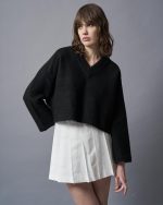 Tailor Made Relaxed Knit Sweater V neck – Black