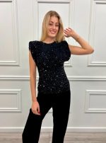 Twenty 29 Sequin Top – Black - Image 2