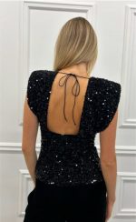 Twenty 29 Sequin Top – Black - Image 3
