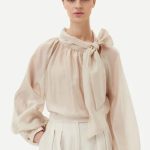 Vicolo Over Sleeve Shirt with Bow - Beige