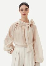Vicolo Over Sleeve Shirt with Bow - Beige