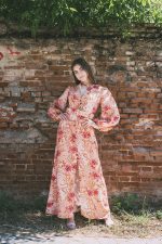 Eveleya Dusty Pink Midi Linen Dress