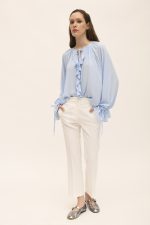 Twenty 29 Naomi Ruffled Shirt - Sky/Lilac - Image 5