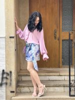 Twenty 29 Naomi Ruffled Shirt - Sky/Lilac - Image 4