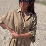 Prive Collection Linen Shirt - Beige / Brown