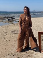 Prive Collection Linen Pant - Beige / Brown - Image 4