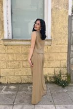 Prive Collection Linen Vest - Beige / Brown - Image 3