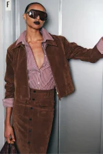 Lumina Suede Effect Jacket - Brown