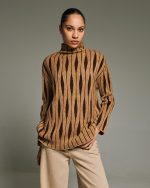 Tailor Made Rombus knit sweater - Camel