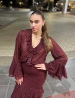 Erya Wine Polka Dot Top