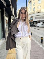 Shex Cream Elegant Wide Leg Pant - Image 3