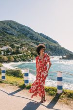 Mersevi Abstract Flame Maxi Wrap Dress