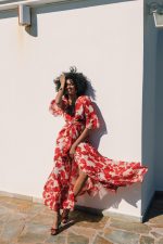 Mersevi Abstract Flame Maxi Wrap Dress - Image 2