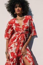 Mersevi Abstract Flame Maxi Wrap Dress - Image 4