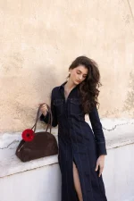 Clic Jewels Bella Bowling Bag - Brown suede genuine leather - Image 2