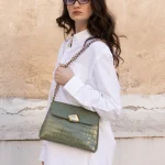 Clic Jewels Donna Medium – Olive green croco genuine leather