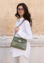 Clic Jewels Donna Medium – Olive green croco genuine leather