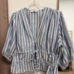 Prive Collection Linen Stripe Top - Sky