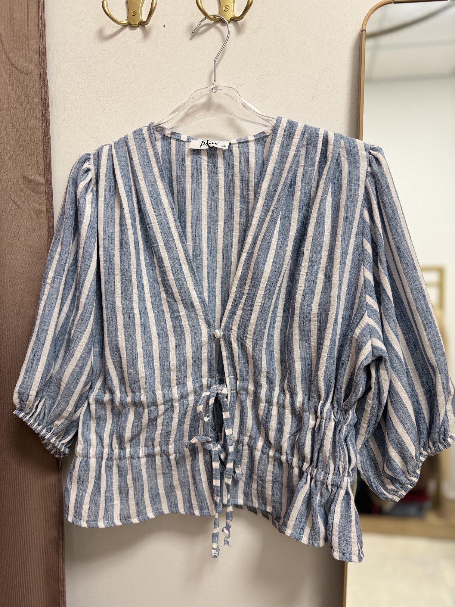 Linen Stripe Top - Sky Prive Collection Linen Stripe Top - Sky - Image 1